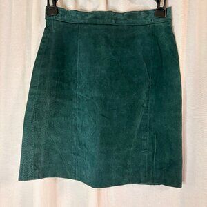 Vintage Mona Mode Genuine Leather Teal Pencil Skirt (3/4)